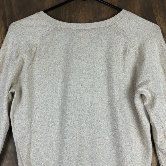 Vintage Talbots Womens Sweater Metallic Gold Shimmer V Neck Long Sleeve Small - Picture 11 of 12